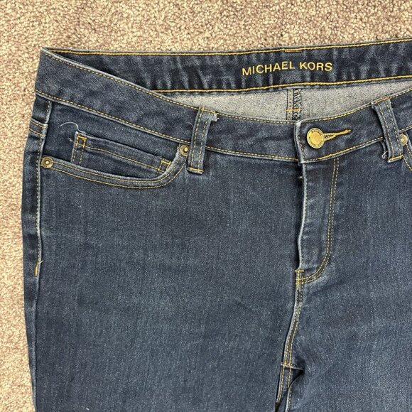Michael Kors Womens Skinny Jeans Size 8 Blue Mid Rise Stretch Logo 5-Pockets EUC - Picture 3 of 15